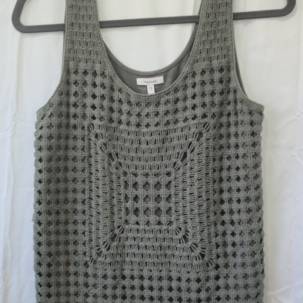 Maurices Green Olive Crochet Tank Top